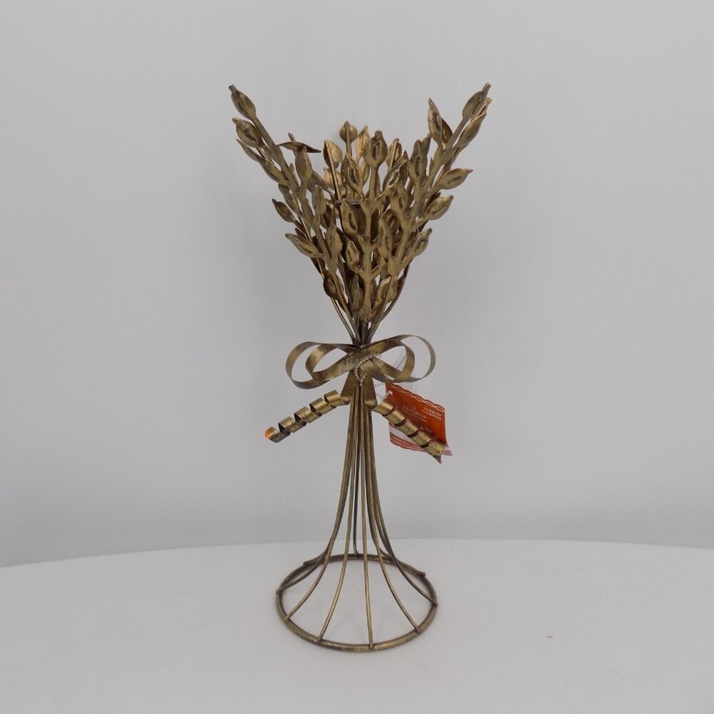 Ashland Fall Large Give Thanks Candle Holder Gold/Bronze Tone Leaves New w/Tags
